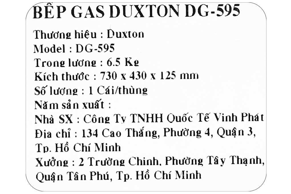 Siêu thị bếp ga đôi Duxton DG-595