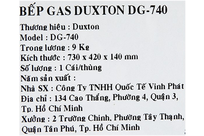 Bếp ga đôi Duxton DG-740 Màu Đen