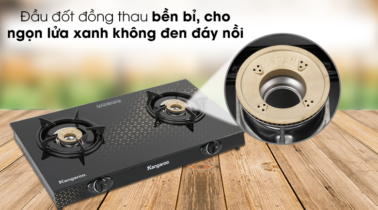 Bếp ga đôi Kangaroo KG8G1C - Chất liệu đầu đốt bằng đồng thau