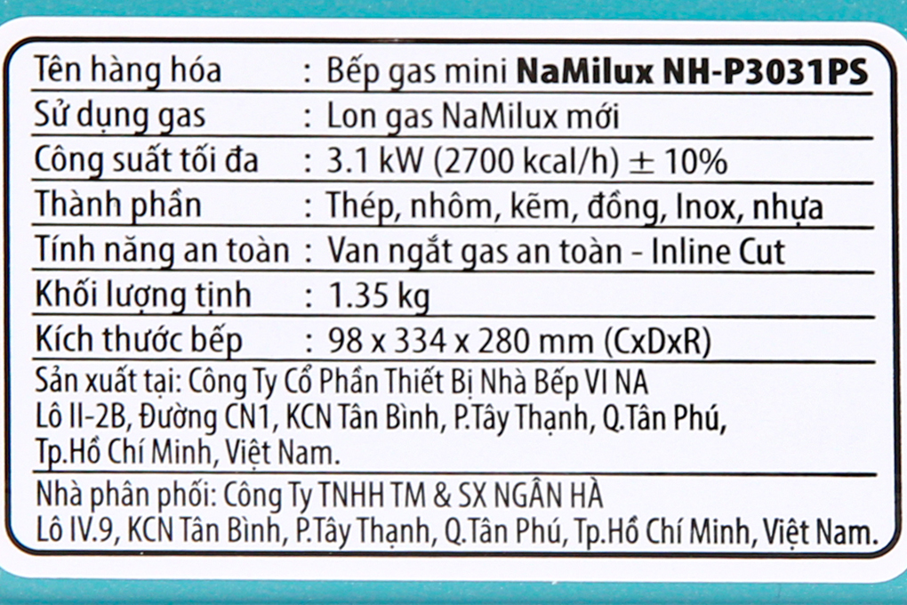 Siêu thị bếp ga mini Namilux NH-P3031PS