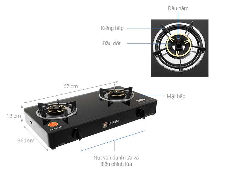 Bếp ga đôi Sakura SA-2375GB