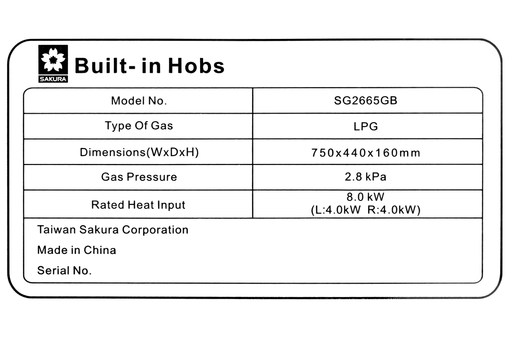 Siêu thị bếp ga âm Sakura SG-2665GB