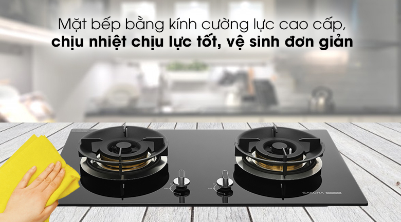 Bếp gas âm Sakura SG-2665GB - Mặt bếp bằng kính cường lực cao cấp