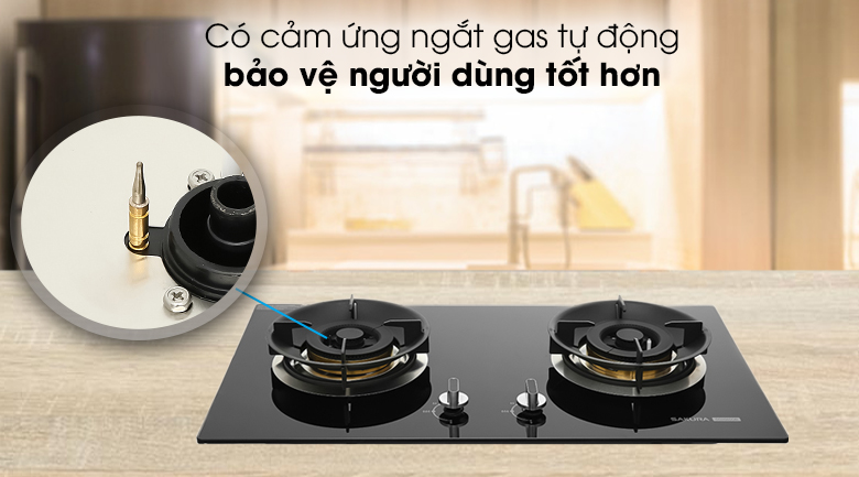 Bếp gas âm Sakura SG-2665GB - Có cảm ứng ngắt gas tự động