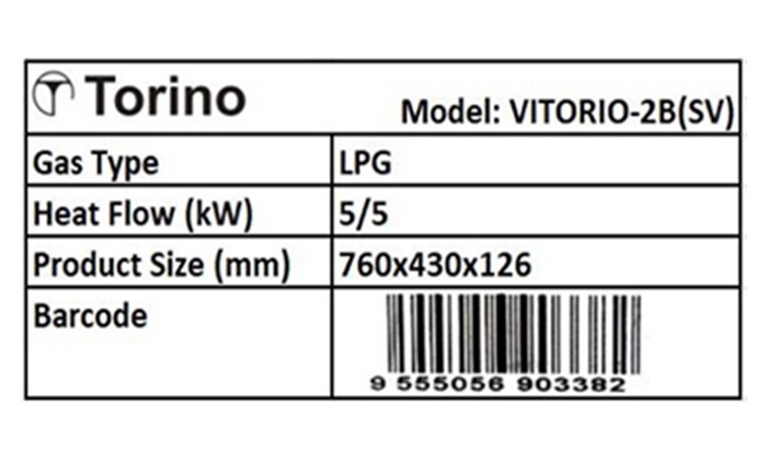 Bếp ga âm Torino Vitorio-2B(SV) Màu Đen