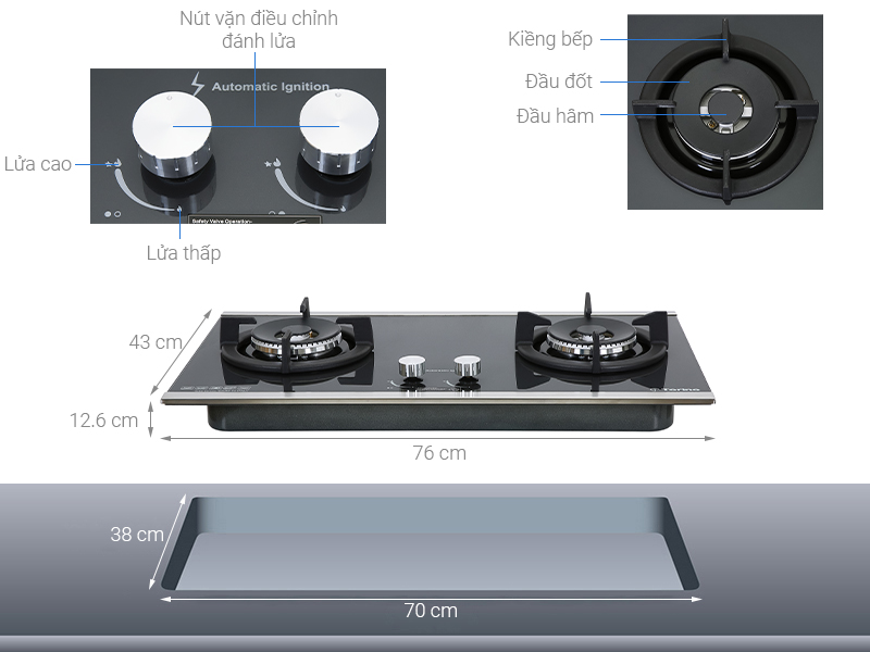 Bếp ga âm Torino Valentino-2B(SV)