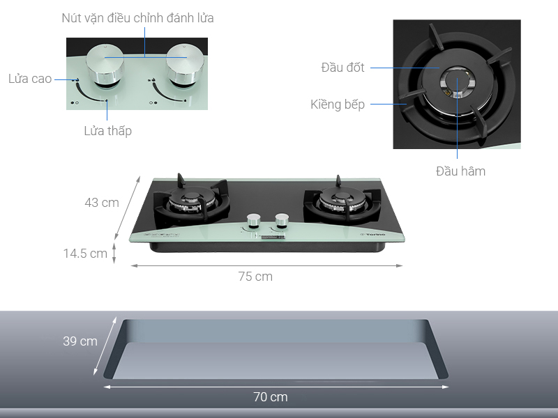 Bếp ga âm Torino Italino-2B(SV)