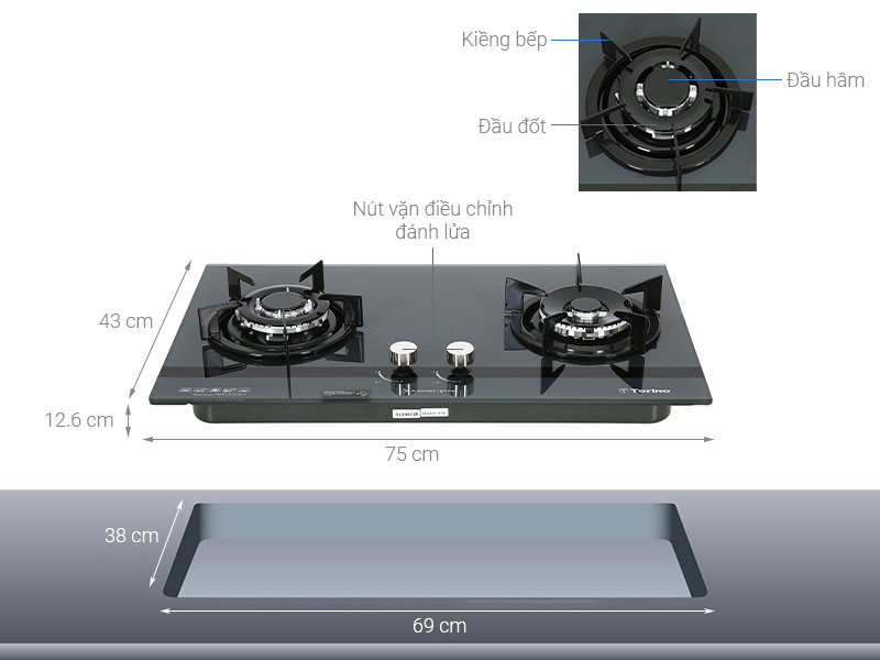Bếp ga âm Torino MILANSBI-2B(SV)