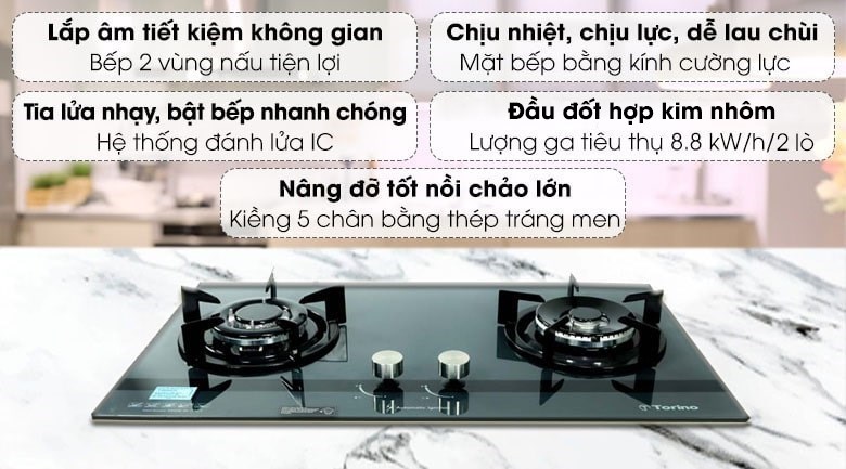Bếp ga âm Torino MILANSBI-2B(SV)