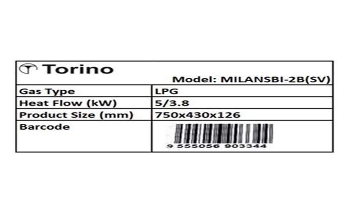 Bếp ga âm Torino MILANSBI-2B(SV) Màu Xám đậm