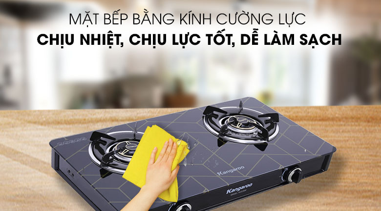 Mặt bếp kính cường lực - Bếp ga đôi Kangaroo KG526M