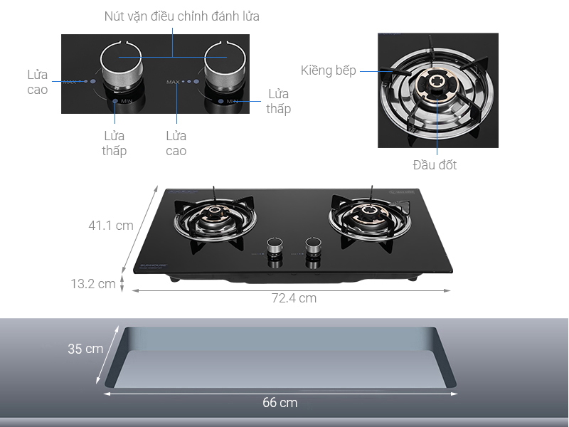 Bếp ga âm Sunhouse SHB507-MT