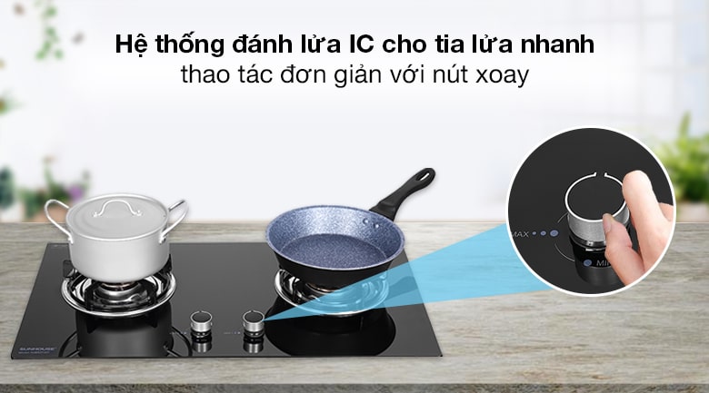 Hệ thống đánh lửa IC - Bếp ga âm Sunhouse SHB507-MT