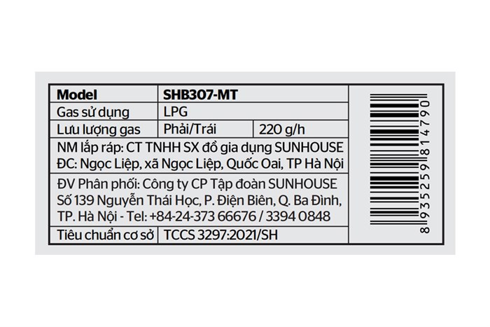 Bếp ga đôi Sunhouse SHB307MT Màu Đen
