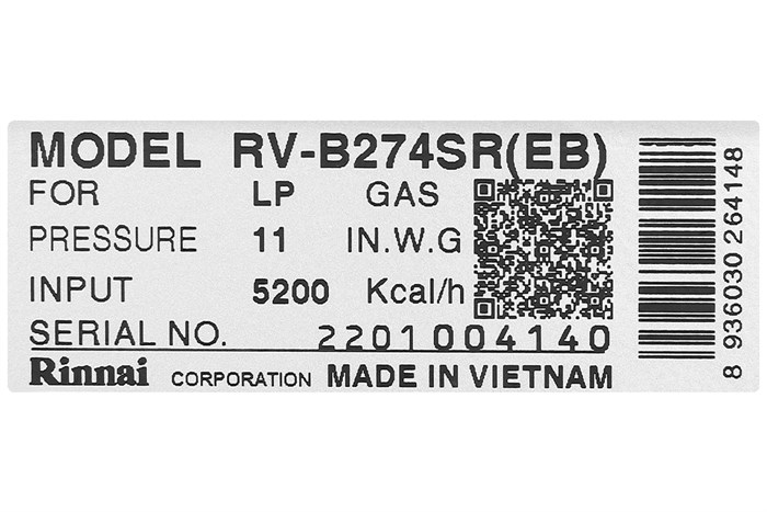 Bếp ga đôi Rinnai RV-B274SR(EB) Màu Đen - Đỏ