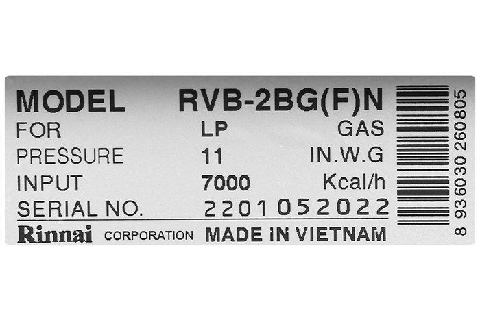 Bếp ga âm Rinnai RVB-2BG(F)N Màu Đen