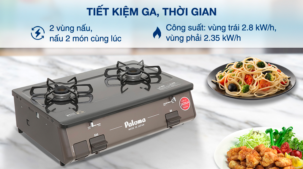 Bếp ga đôi Paloma PA-J61PE (BR) - Tổng công suất Bếp ga đôi Paloma PA-J61PE (BR) - Tổng công suất