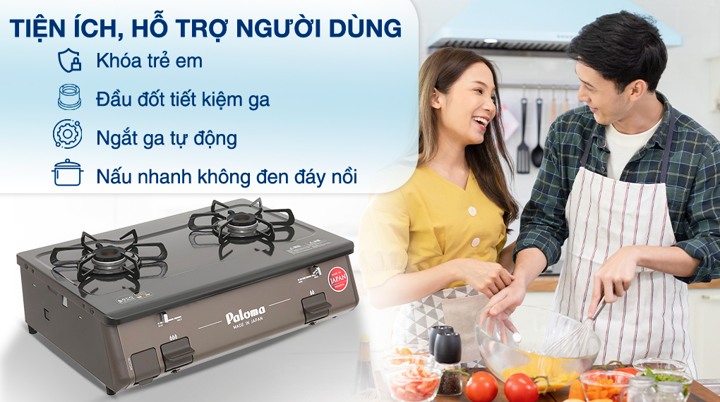 Bếp ga đôi Paloma PA-J61PE (BR) - Tiện ích Bếp ga đôi Paloma PA-J61PE (BR) - Tiện ích