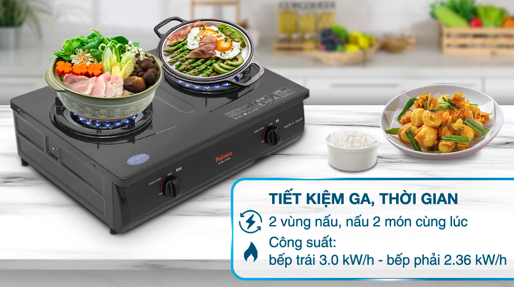 Nấu nhanh - Bếp ga đôi Paloma PA-6MEJ
