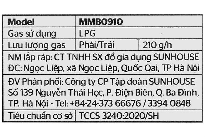 Bếp ga đôi Sunhouse Mama MMB0910