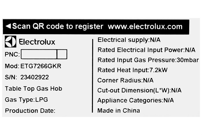Bếp ga đôi Electrolux ETG7266GKR Màu Đen