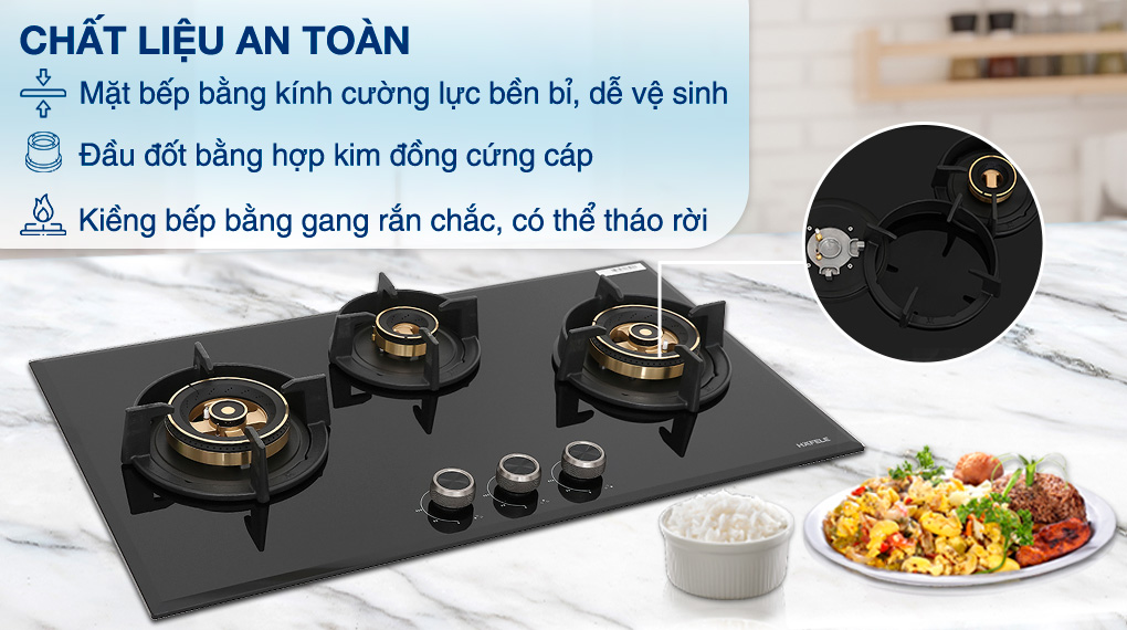 Bếp ga âm Hafele HC-G783B (538.66.477) - Chất liệu của bếp 