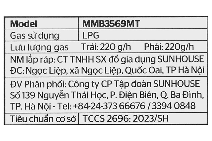 Bếp ga đôi Sunhouse Mama MMB3569MT Màu Đen