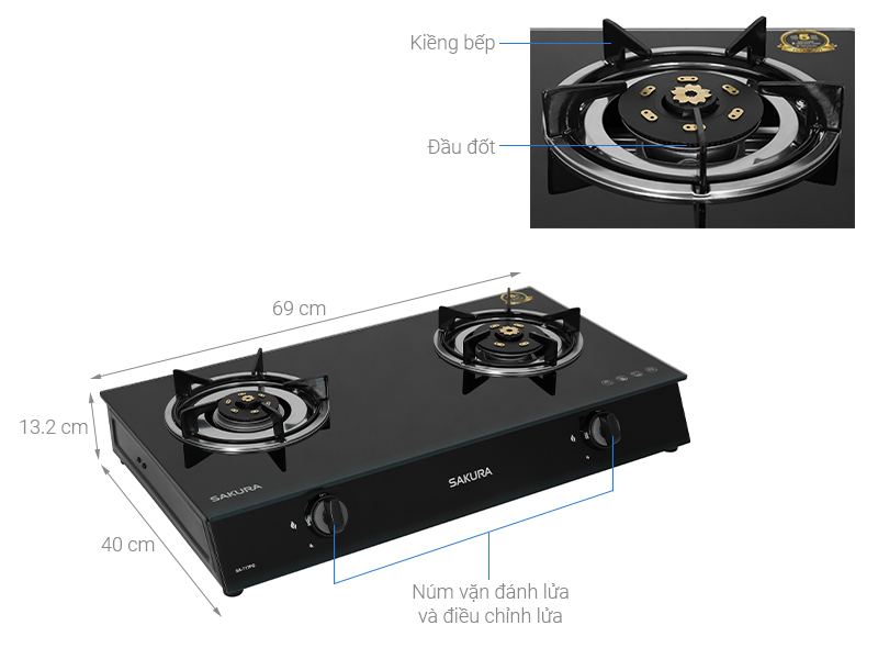 Bếp ga đôi Sakura SA-717PG