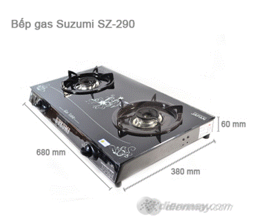 Bếp gas Suzumi SZ-290 Bếp gas Suzumi SZ 290 kích thước
