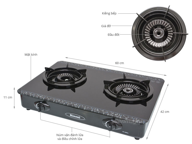 Bếp gas đôi Rinnai RV-6SLim (GL-Bubble)
