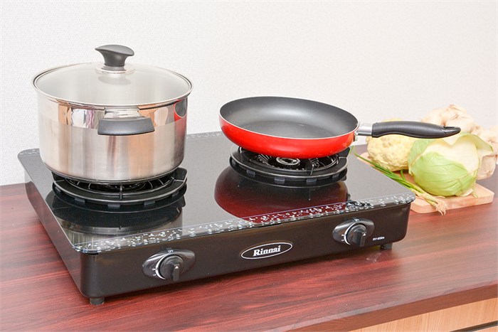 Bếp gas đôi Rinnai RV-6SLim (GL-Bubble) Màu Đen