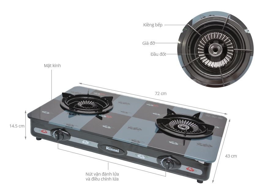 Bếp gas Rinnai RV-7Slim(GL-Pe)