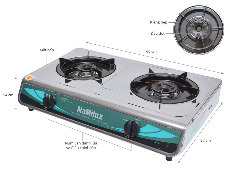 Bếp gas inox đôi Namilux NA-787ASM