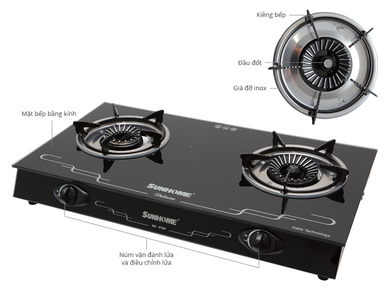 Bếp gas mặt kính Sunhome SG-5700N