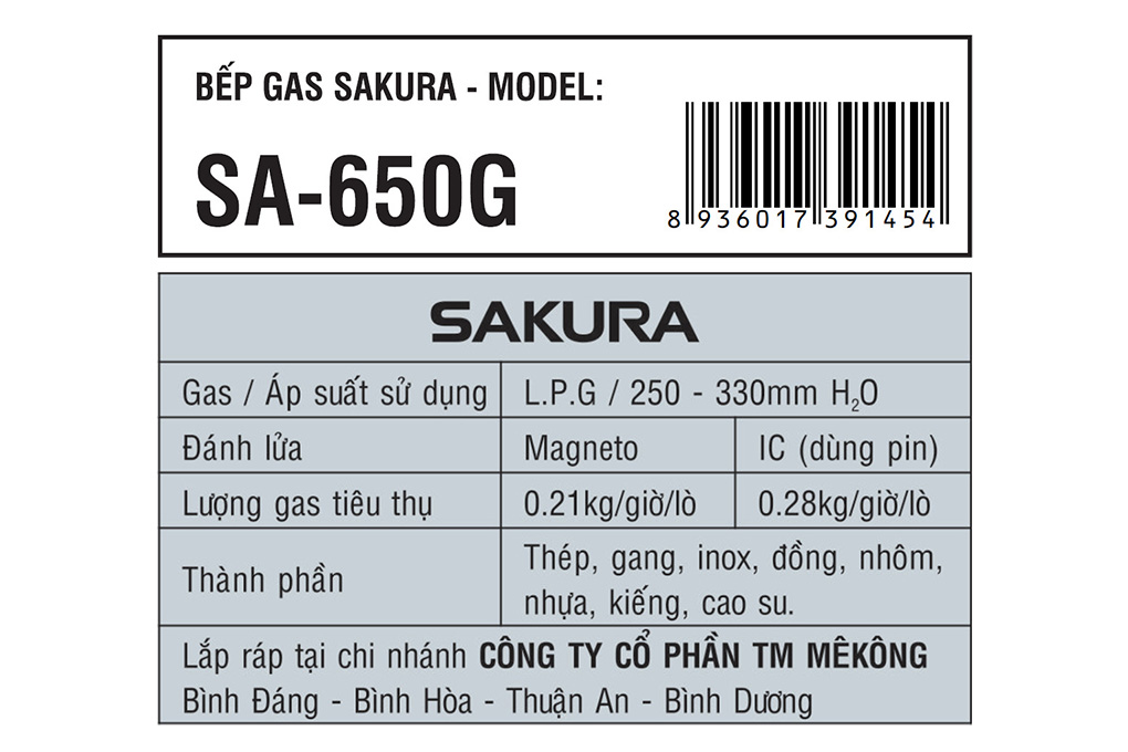 Bán bếp ga đôi Sakura SA-650G