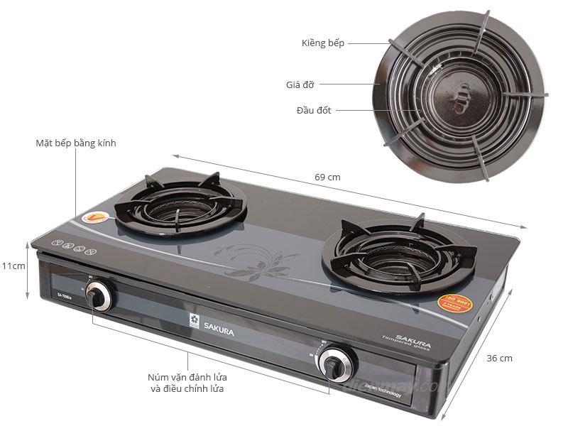 Thông số kỹ thuật Bếp gas Sakura SA-790GIN