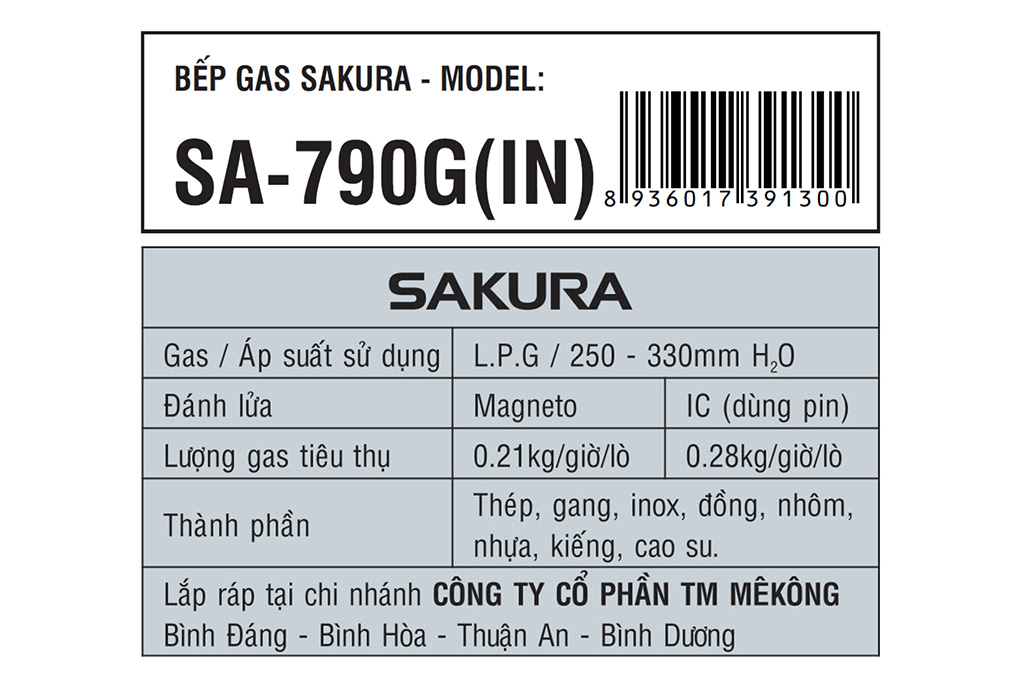 Bếp ga đôi Sakura SA-790GIN