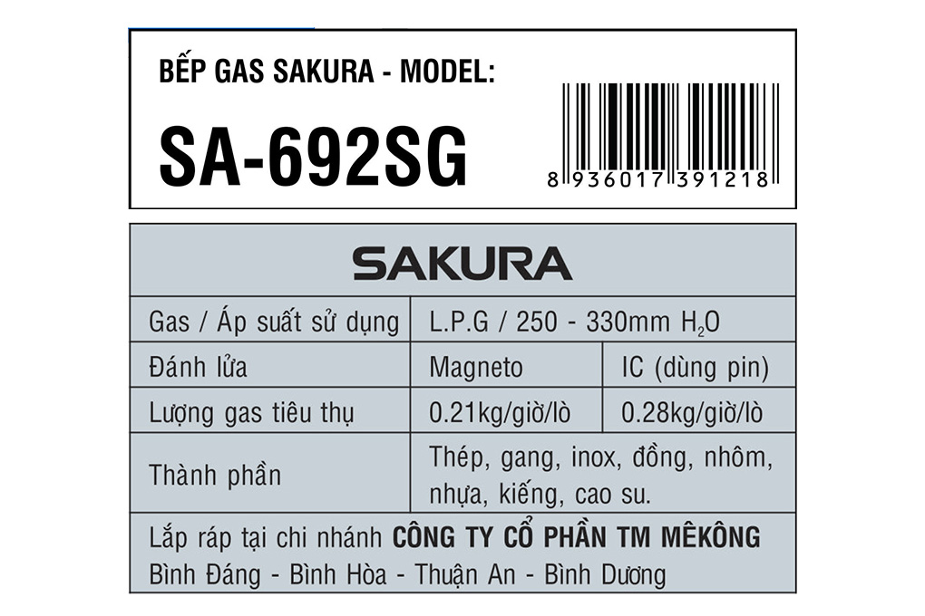 Bếp ga đôi Sakura SA-692SG