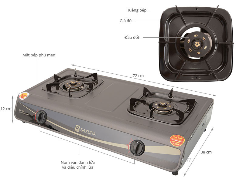 Thông số kỹ thuật Bếp gas Sakura SA-742F