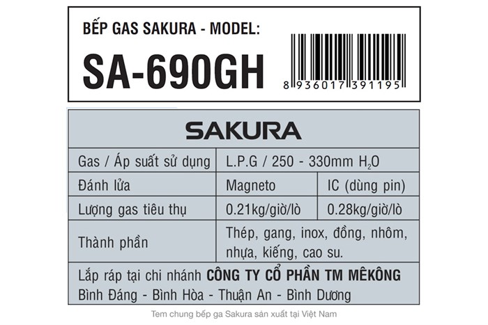 Bếp ga đôi Sakura SA-690GH Màu Xanh đen