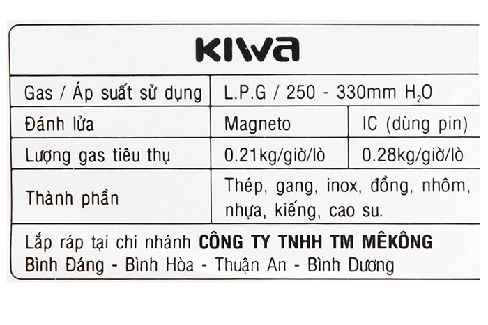 Bếp ga đôi Kiwa KW-770SG Màu Đen