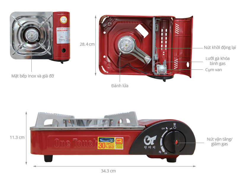 Thông số kỹ thuật Bếp gas Happycook OT-100