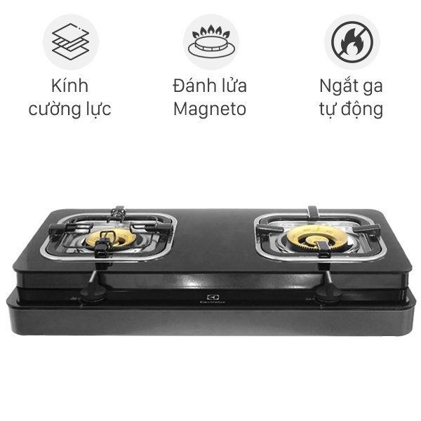 Bếp gas đôi Electrolux ETG729GKTR - Kính cường lực, màu đen, 8.6 kW