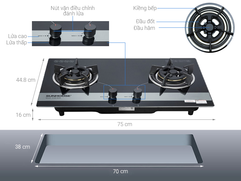 Bếp ga âm Sunhouse SHB8836