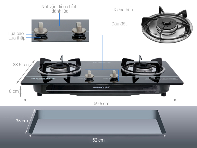 Bếp ga âm Sunhouse SHB 501MT