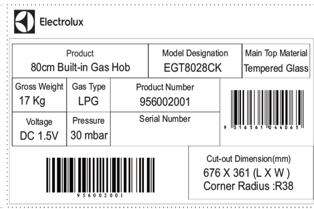 Siêu thị bếp ga âm Electrolux EGT8028CK