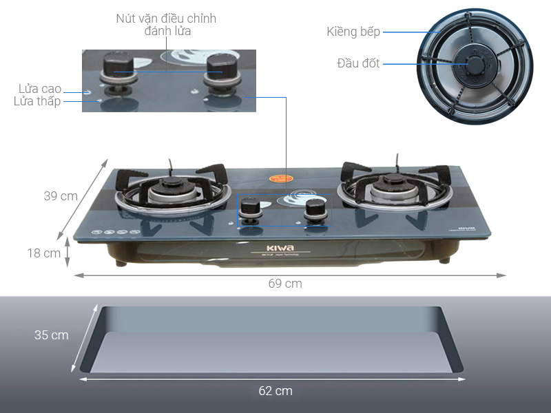Bếp ga âm Kiwa KW-777JP