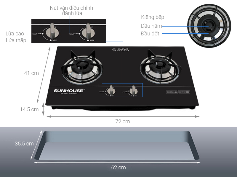 Bếp ga âm Sunhouse SHB5536