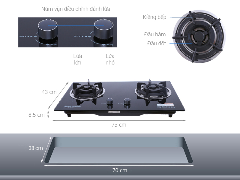 Bếp ga âm Sunhouse SHB7736