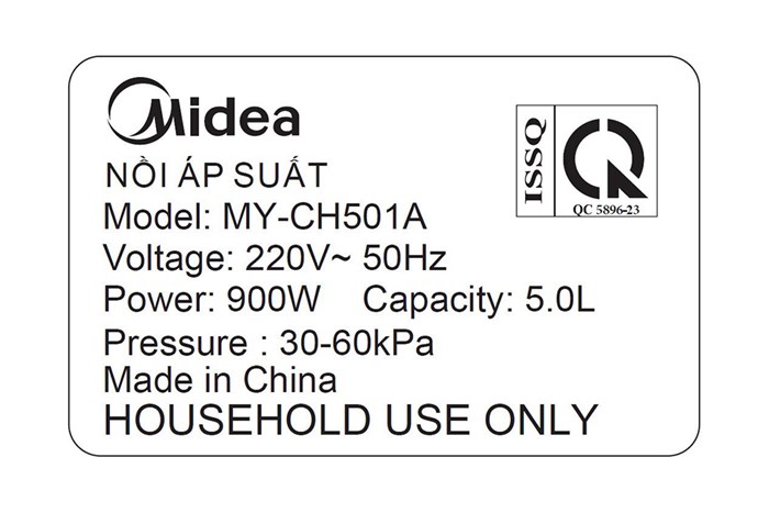 Nồi áp suất điện Midea MY-CH501A 5 lít Màu Đỏ